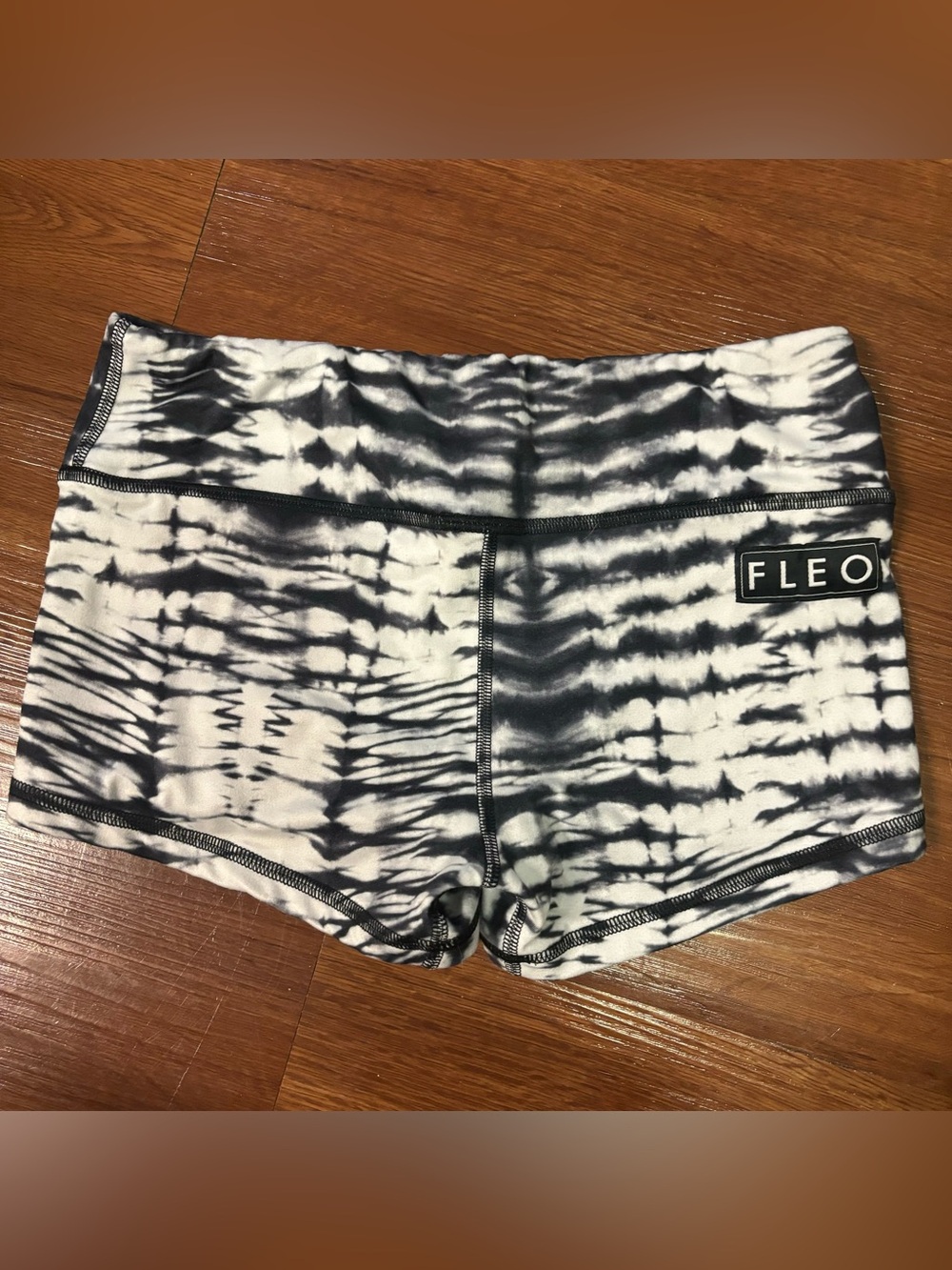 Fleo Black & White Tie-Dye High Rise Bike Shorts